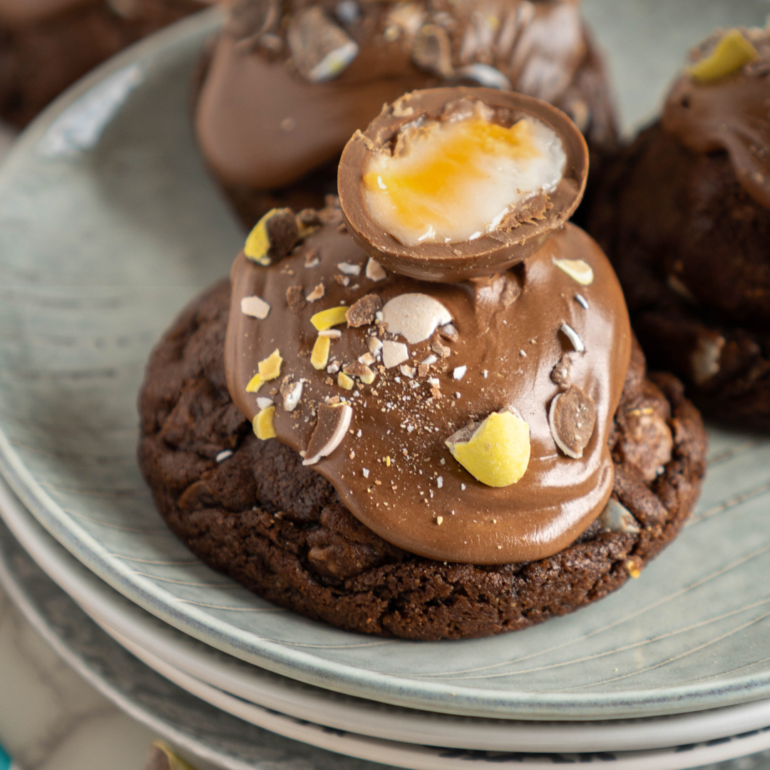 BIG & THICK Creme Egg Stuffed Chocolate Cookies for Easter!