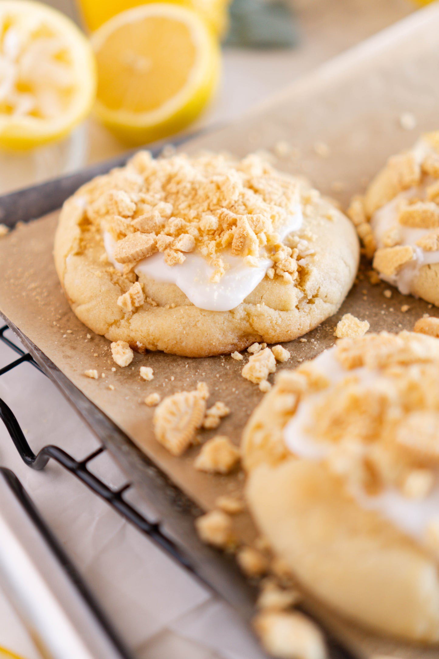 Soft & Chewy Stuffed Glazed Lemon Cookies!
