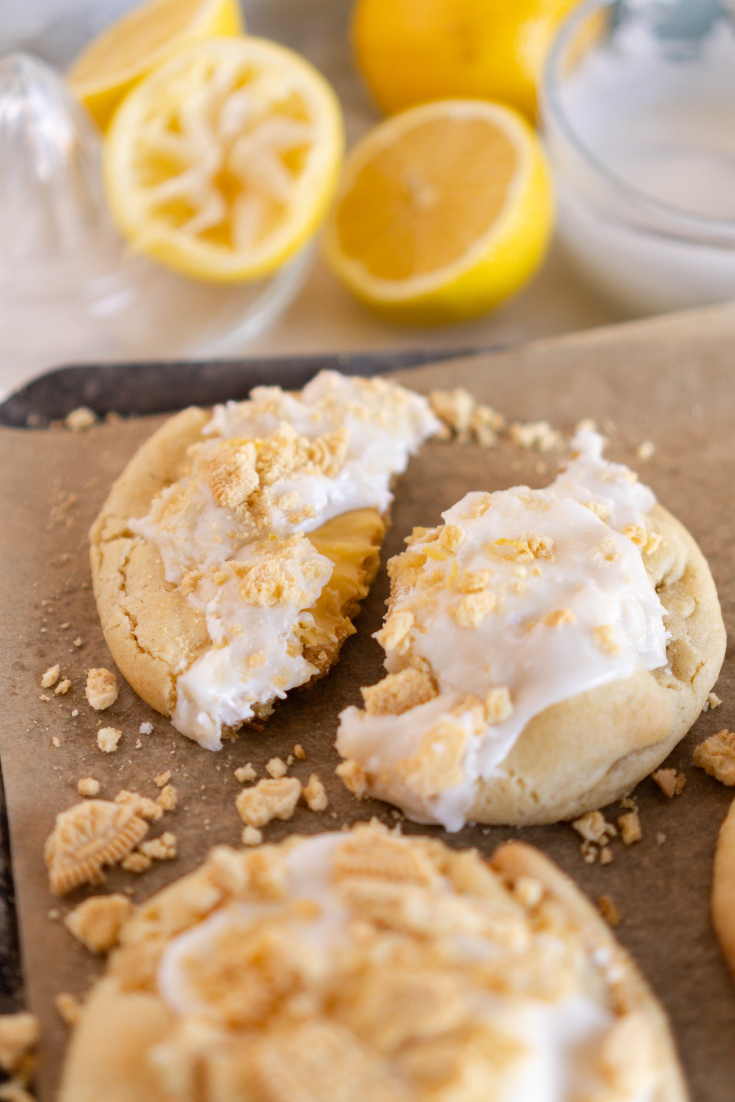 Soft & Chewy Stuffed Glazed Lemon Cookies!