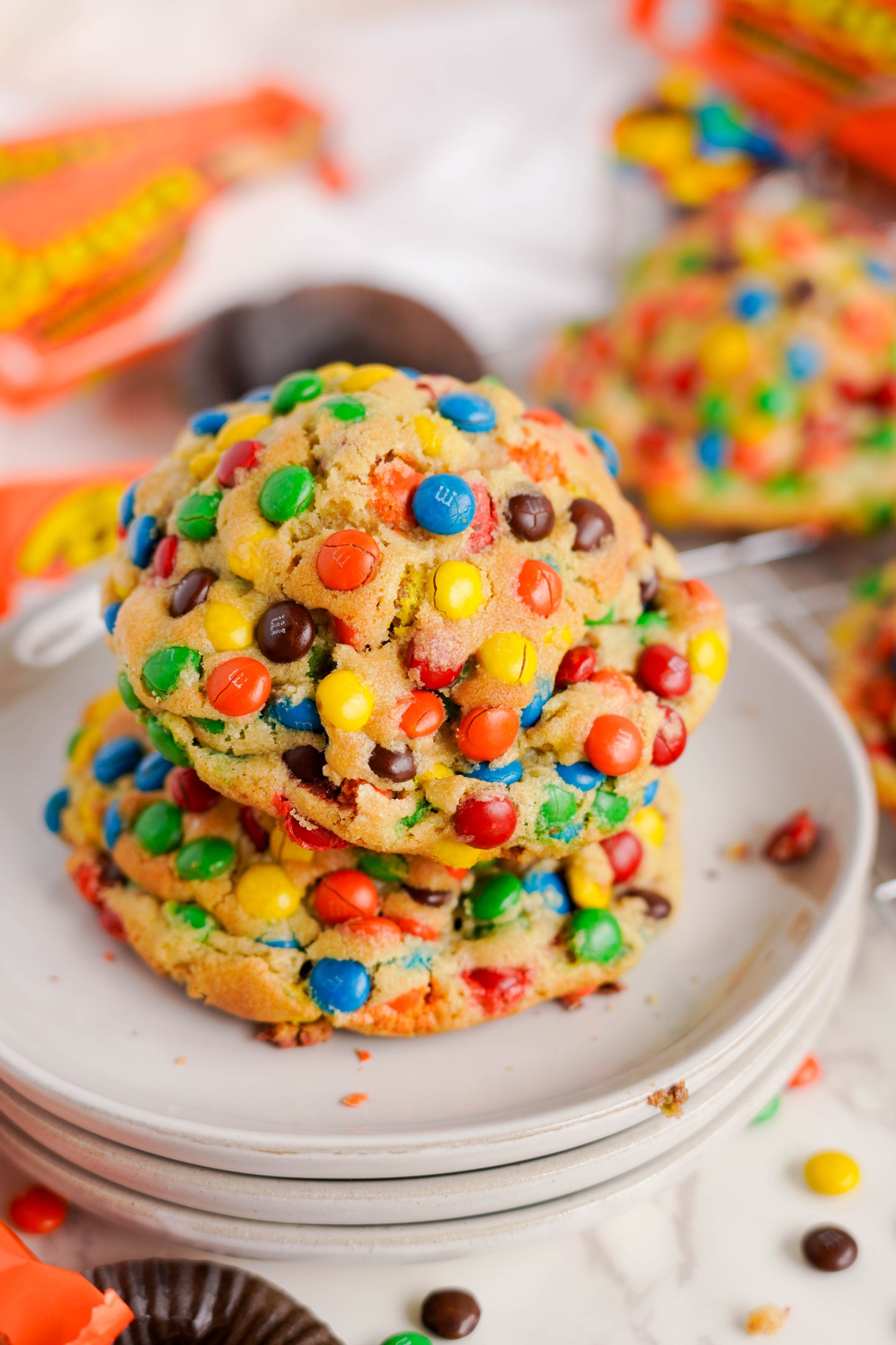 Peanut Butter M&M Gourmet STUFFED Cookies!