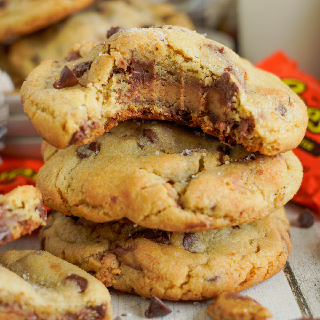 Peanut Butter STUFFED Chocolate Chip Cookies!
