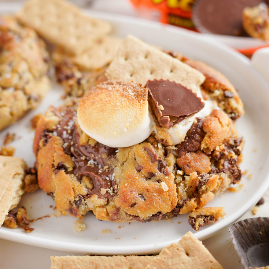 Peanut Butter Cup Stuffed S'mores Cookies!