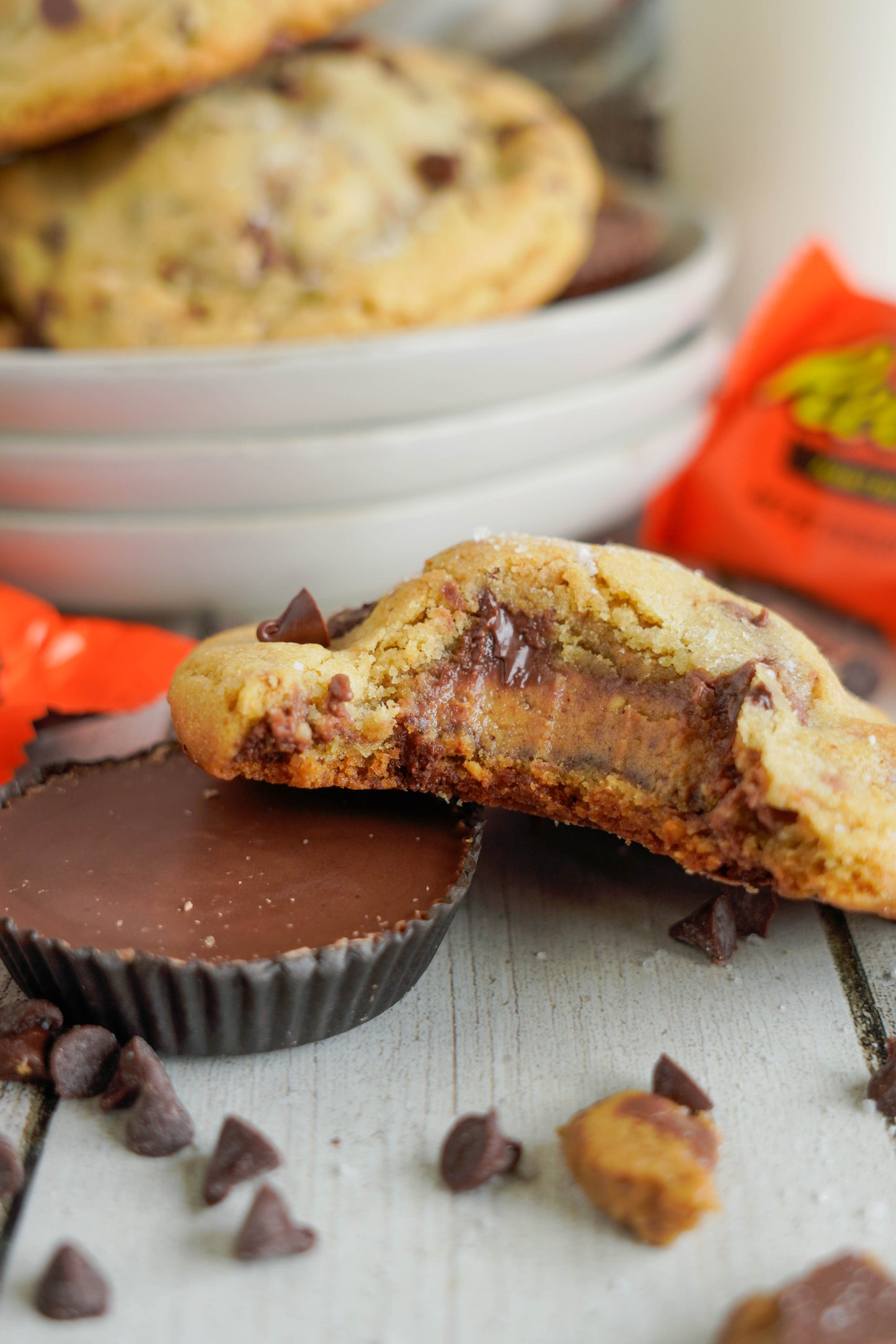 Peanut Butter STUFFED Chocolate Chip Cookies!