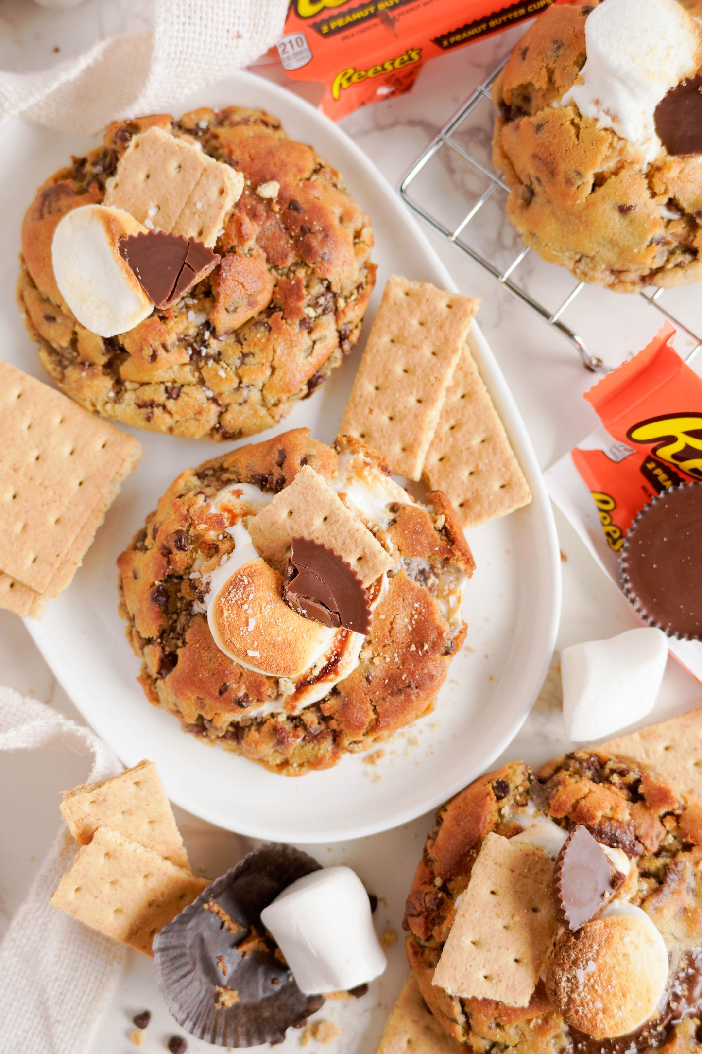 Peanut Butter Cup Stuffed S'mores Cookies!