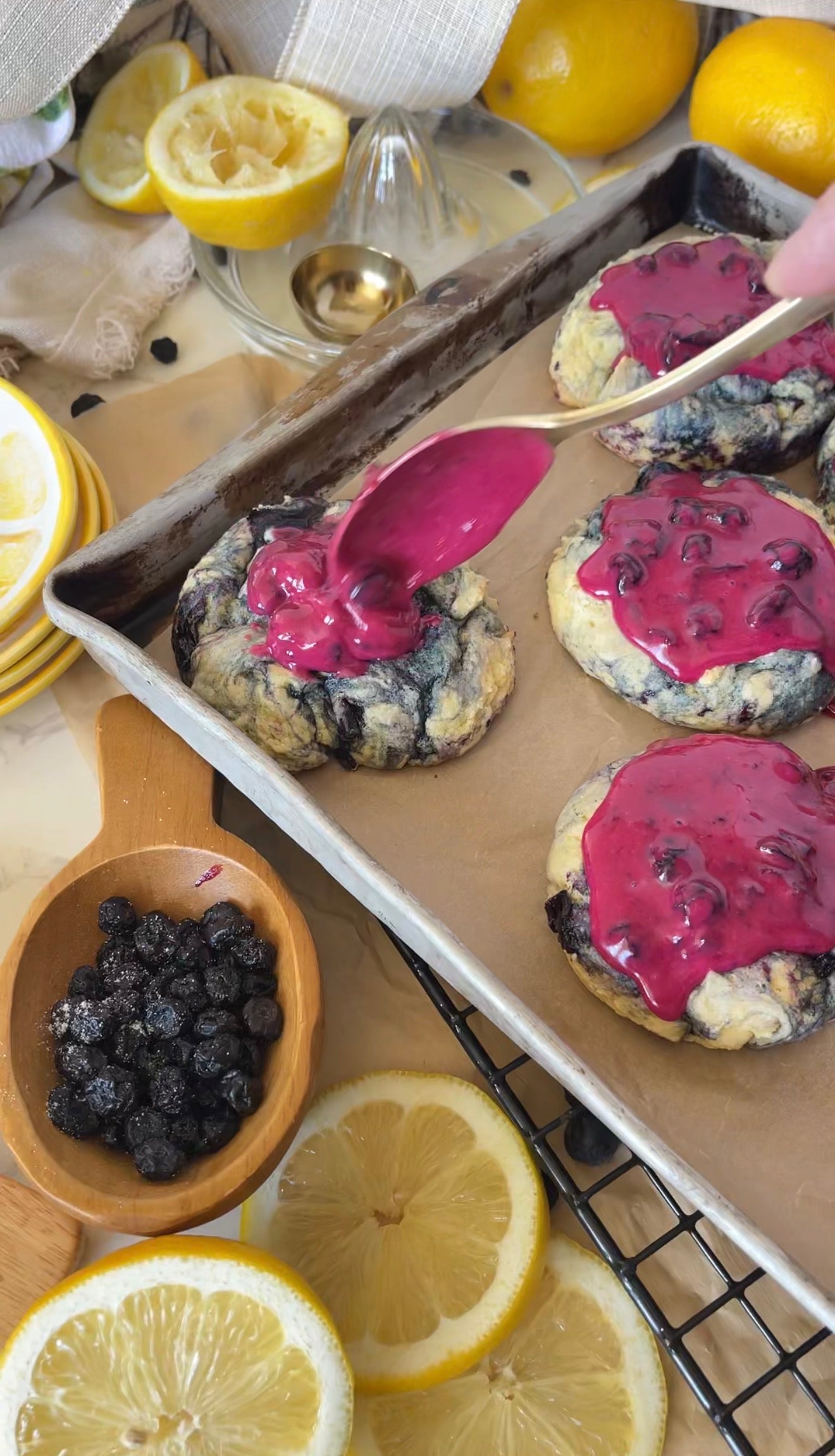 Lemon Blueberry Cookies Recipe with Blueberry Glaze