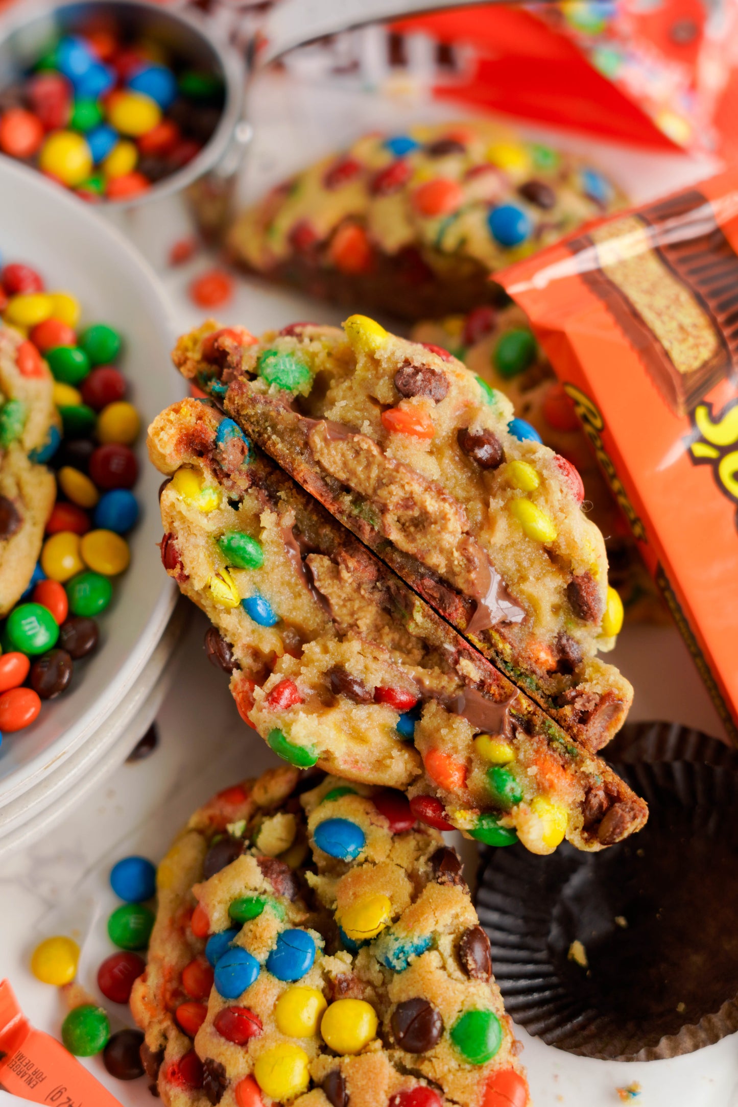 Peanut Butter M&M Gourmet STUFFED Cookies!