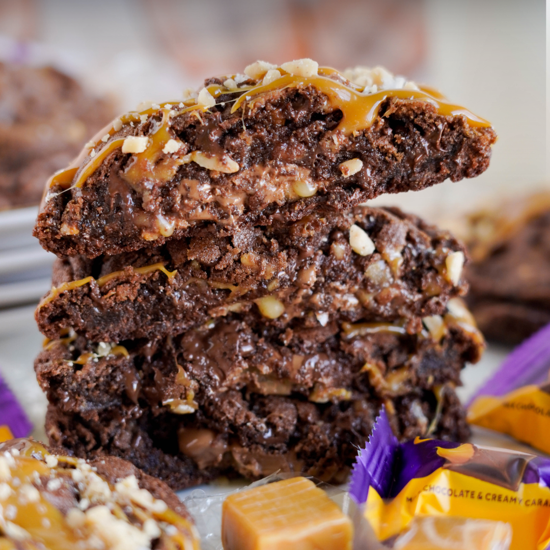 Salted Caramel STUFFED Chocolate Toffee Cookies!