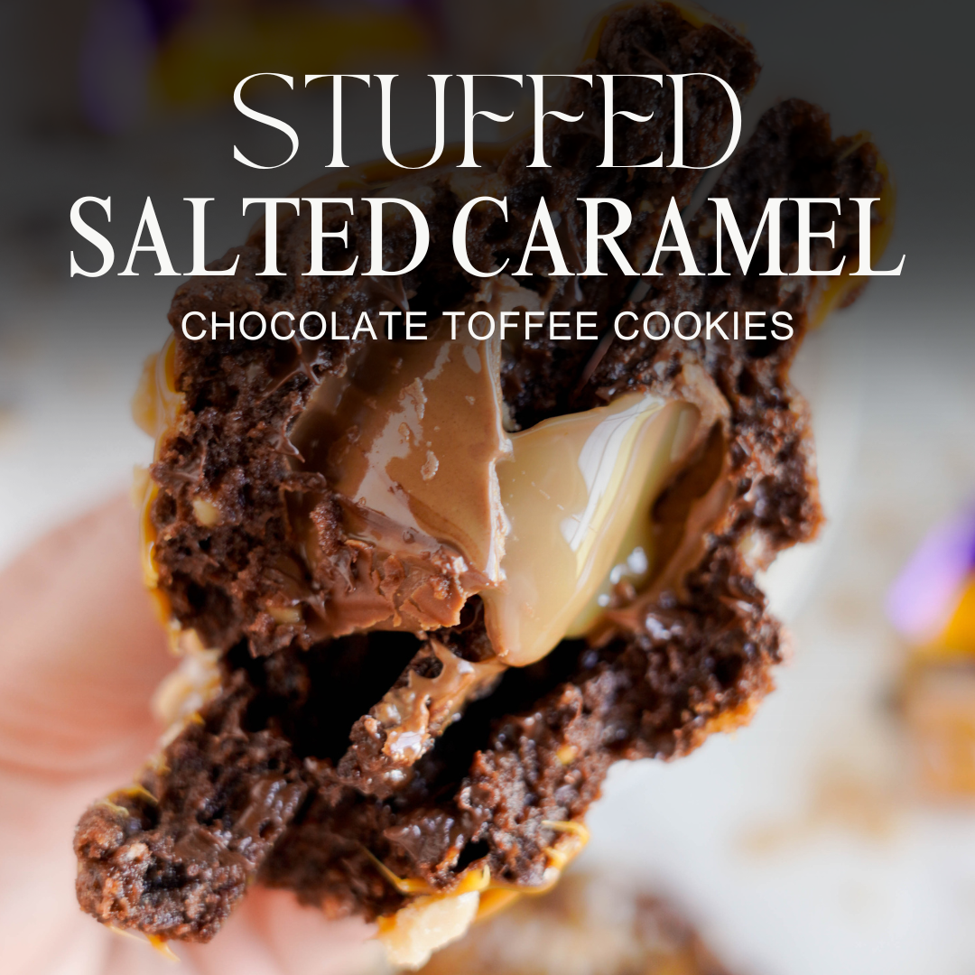 Salted Caramel STUFFED Chocolate Toffee Cookies!