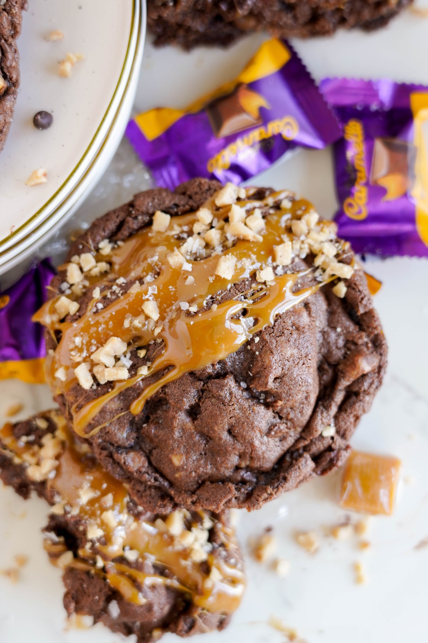 Salted Caramel STUFFED Chocolate Toffee Cookies!